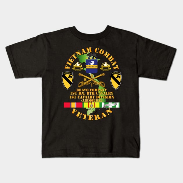 Vietnam Combat Cavalry Veteran w Bravo - 1st Bn 8th Cav COA - 1st Cav Div SSI Kids T-Shirt by twix123844